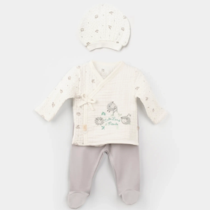 Bibaby Lamb Friends 3'lü Zıbın Set 73328 Gri